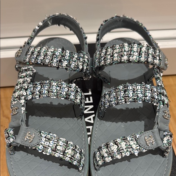 Chanel Blue Sequin Sandals brand new in box with dust bag size EUR 41 - Picture 3 of 10